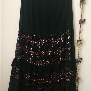 Black long skirt with nice work on the bottom